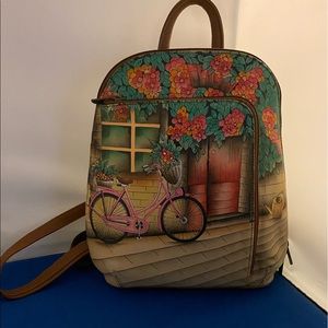 Anuschka Womens medium Backpack with Bicycle Painting